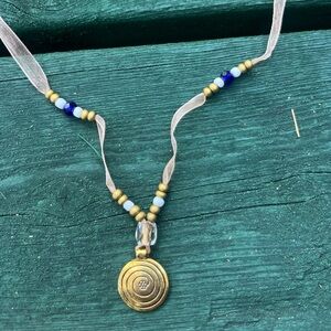 Gold Pendant Beaded Necklace